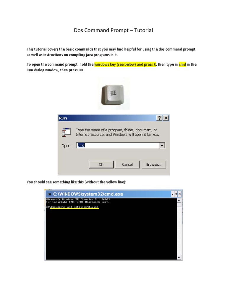 DOS Command Prompt Basics Tutorial | PDF
