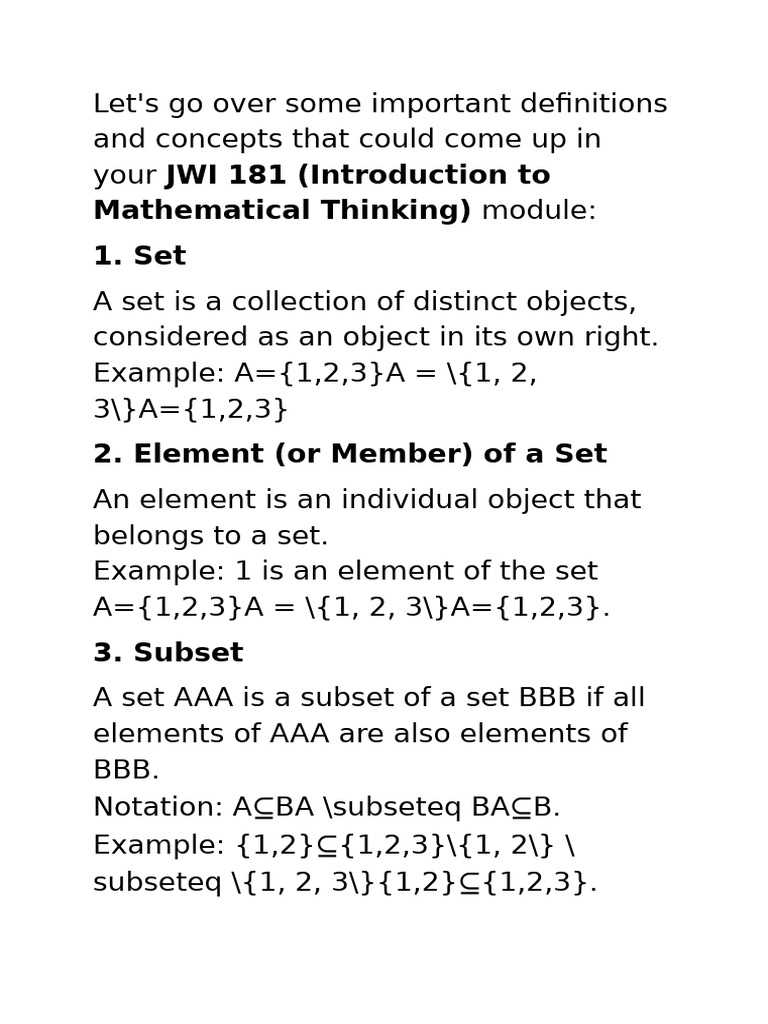 Key Concepts in Set Theory and Functions | PDF | Function (Mathematics ...