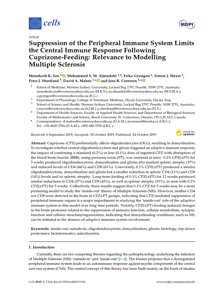 Suppression of the Peripheral Immune System Limits | PDF | Multiple ...
