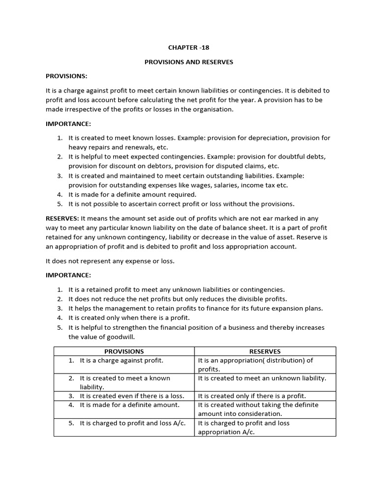 Provisions and Reserves in Accounting | PDF | Debits And Credits | Expense