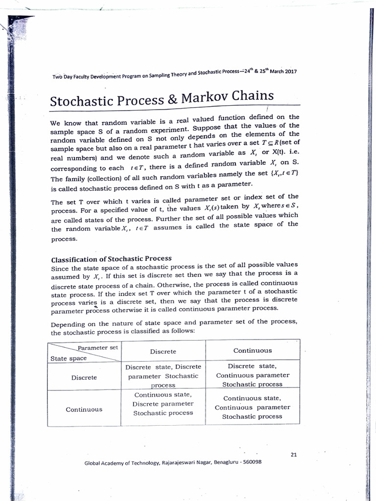 Module 2 Markov Chain and Stochastic Process | PDF | Markov Chain ...