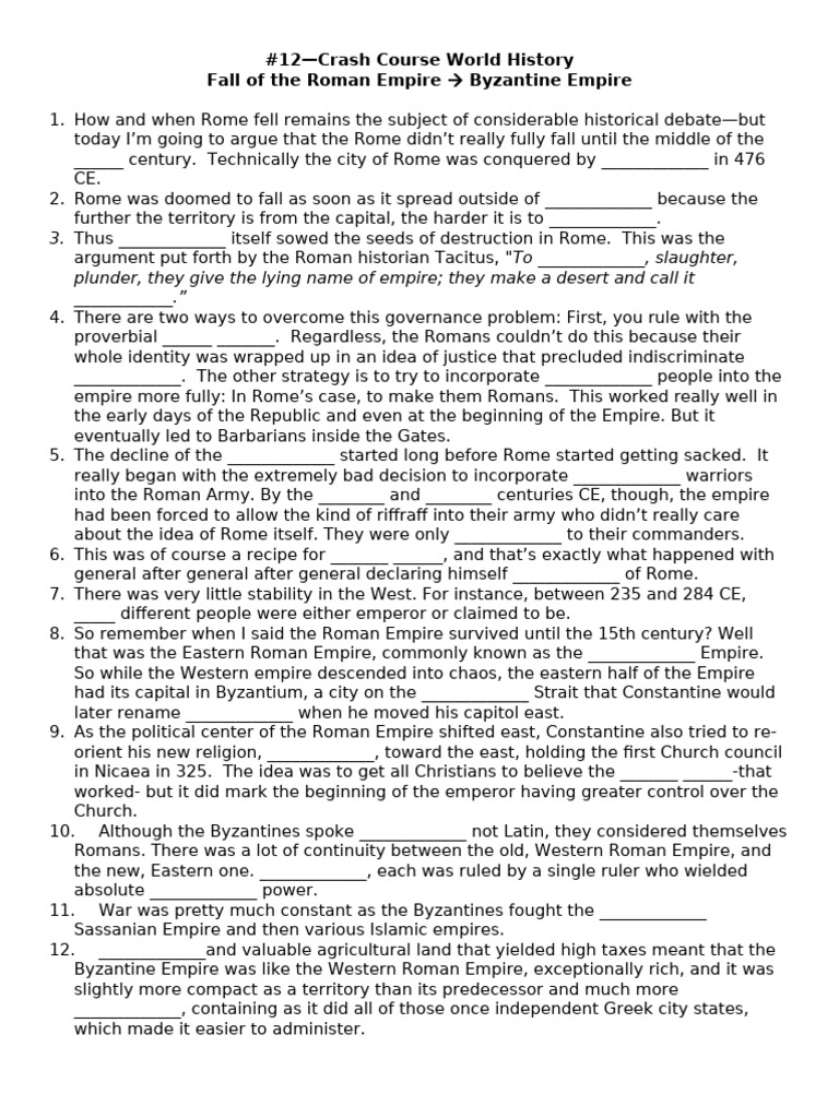 12 - Fall of The Roman Empire - Byzantine Empire | PDF