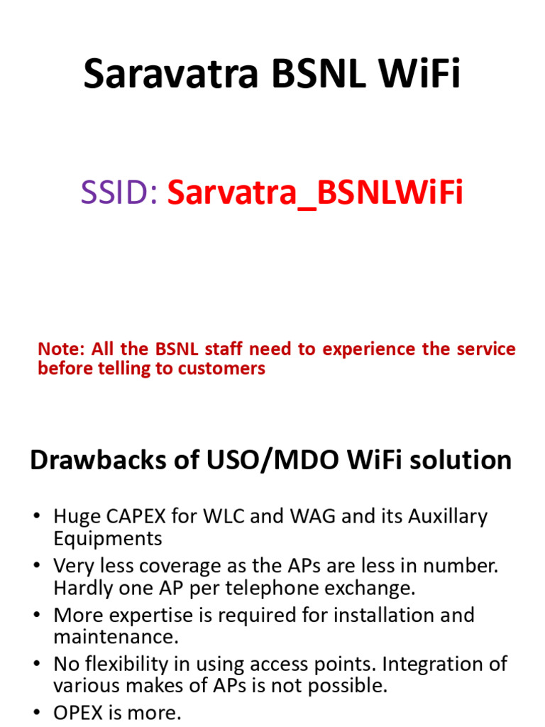 Benefits of Sarvatra BSNL WiFi | PDF | Wi Fi | Fiber To The X