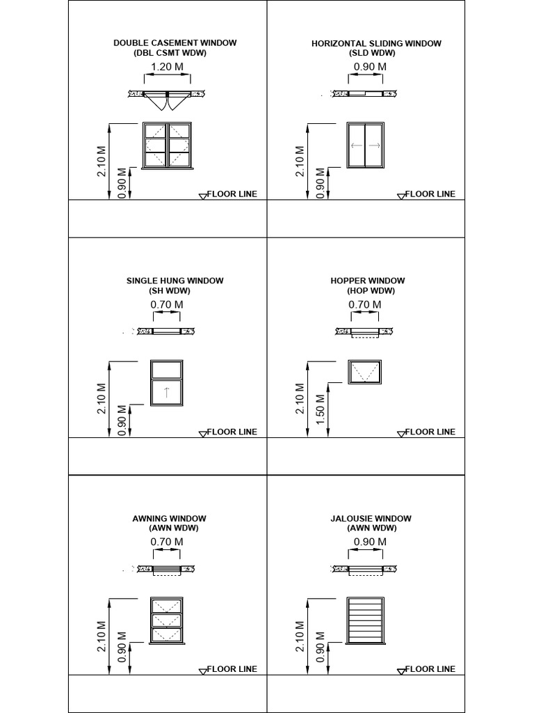 Jalousie Window Standard Size in Meters | PDF