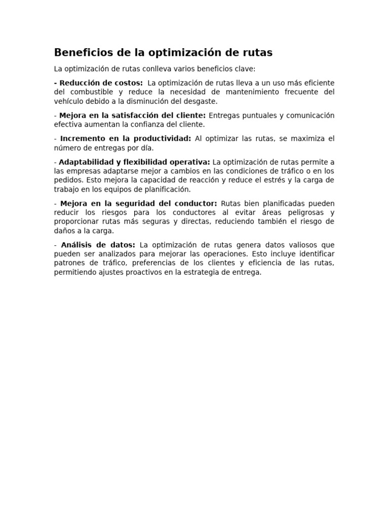 Beneficios de La Optimización de Rutas | PDF