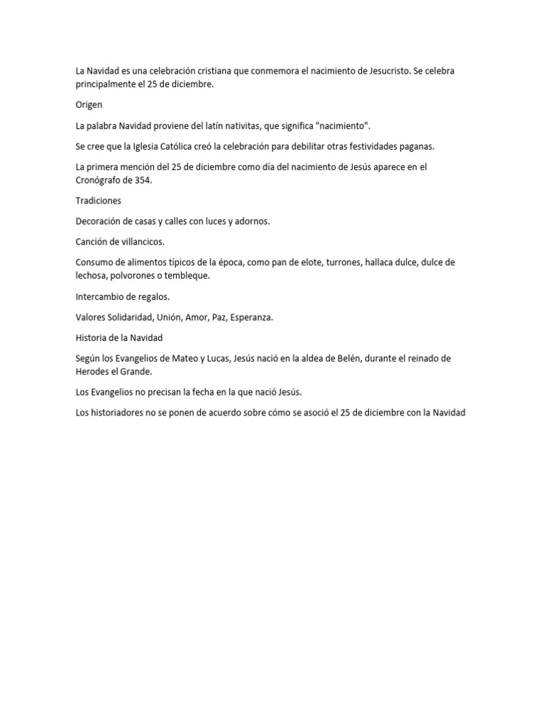 Historia y tradiciones de la Navidad | PDF
