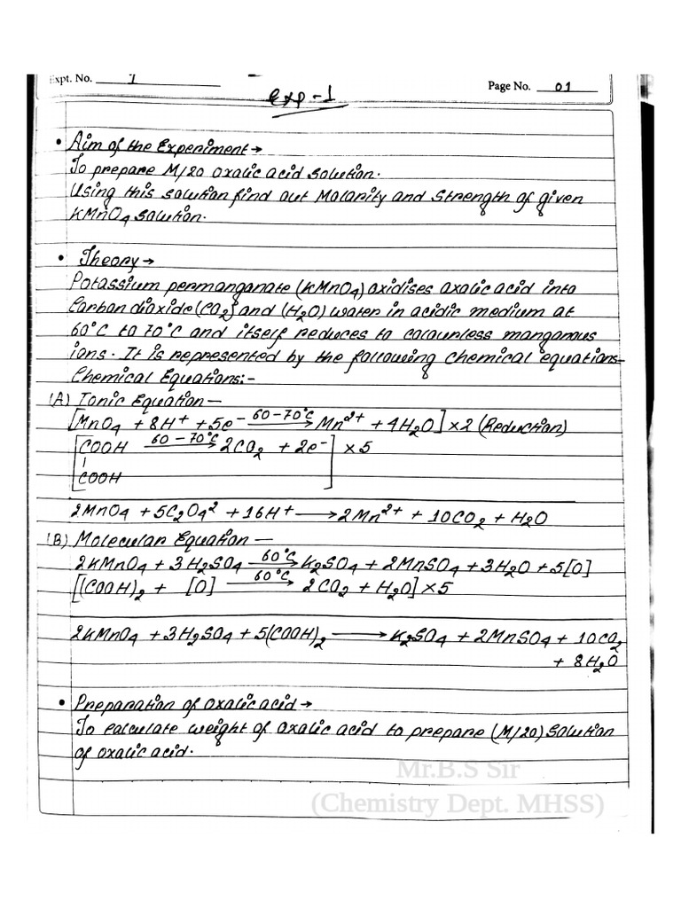 Experiment - 1 (XII Chemistry) | PDF