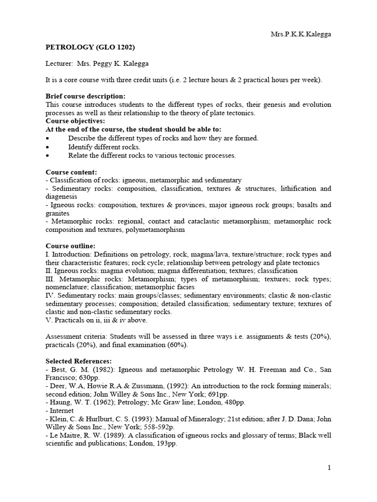 Introduction to Petrology Course Overview | PDF | Rock (Geology ...