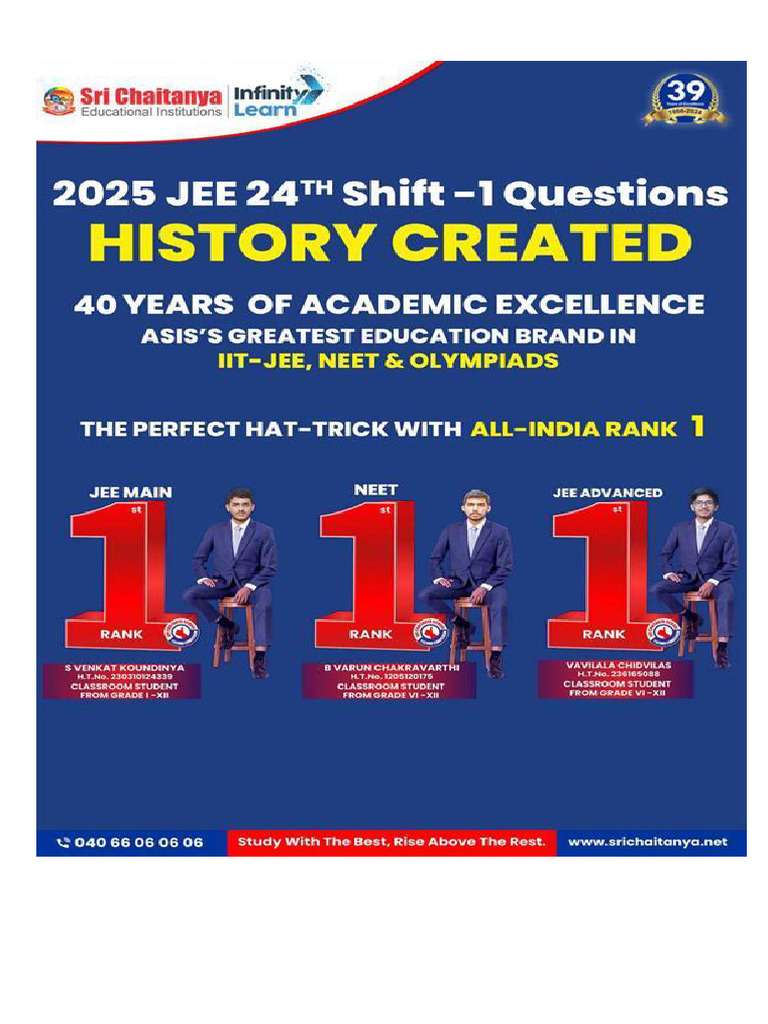 JEE Main 2025: 24 Jan Shift 1 Solutions | PDF | Applied And ...