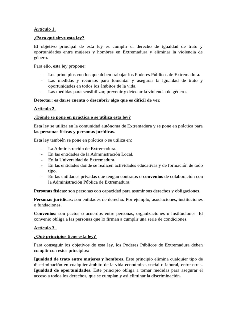 Ley de Igualdad y Violencia de Género en Extremadura | PDF | Estudios ...