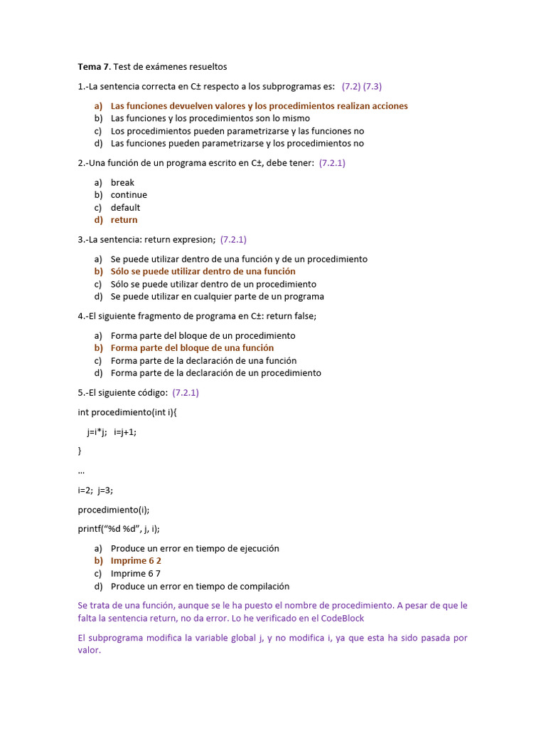 Tema 7 FP - Test de Exámenes Resueltos | PDF | Parámetro (programación ...
