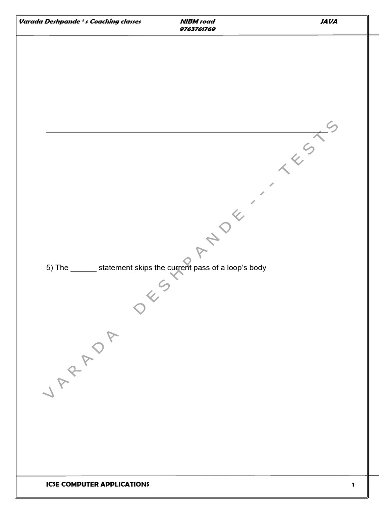 Test Paper 2 -2025 | PDF | Data Type | Constructor (Object Oriented ...