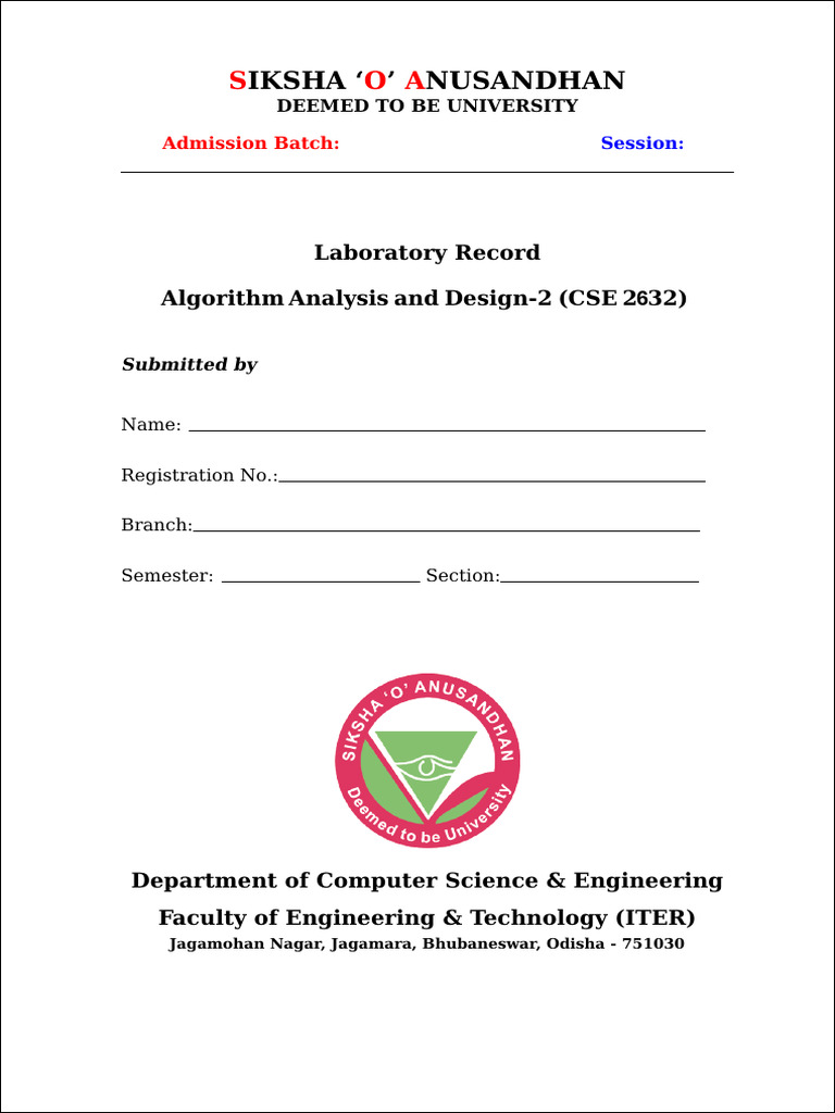 CSE 2632 Laboratory Record Template | PDF