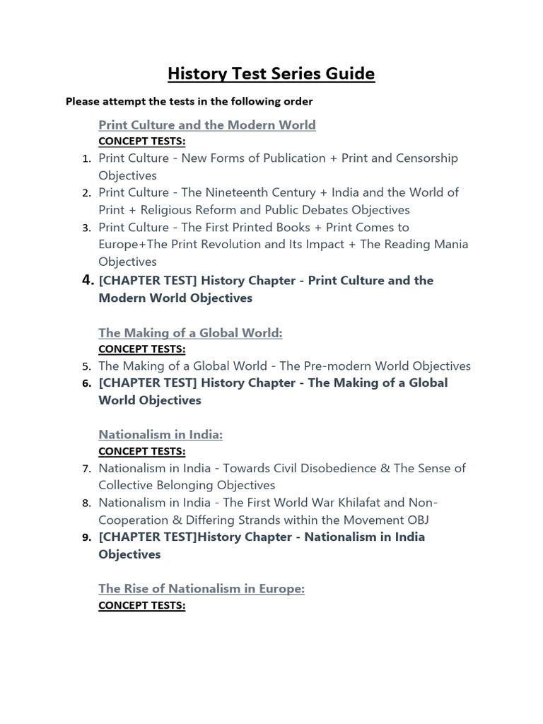 Comprehensive History Test Series Guide | PDF
