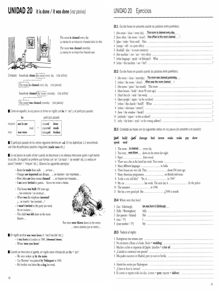 Unidad 20 It Is Done It Was Done Passive Voice | PDF