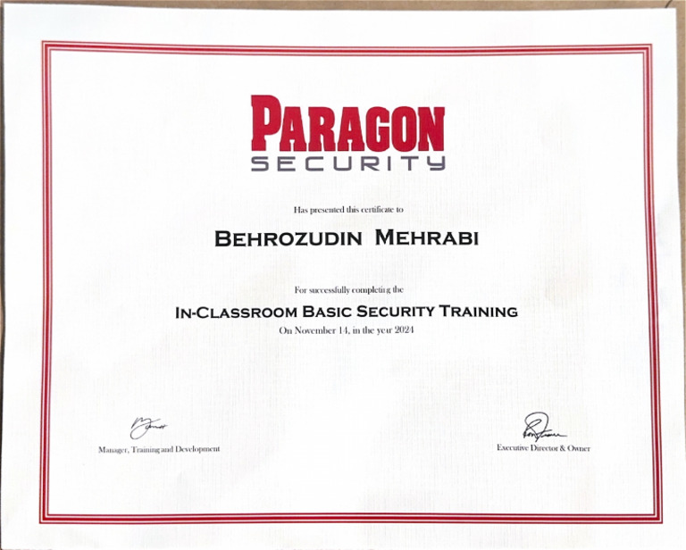 Paragon Security Certificate | PDF