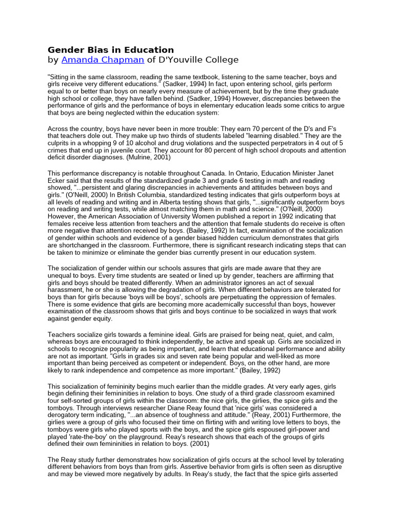 Gender Bias in Education | PDF | Teachers | Sexism