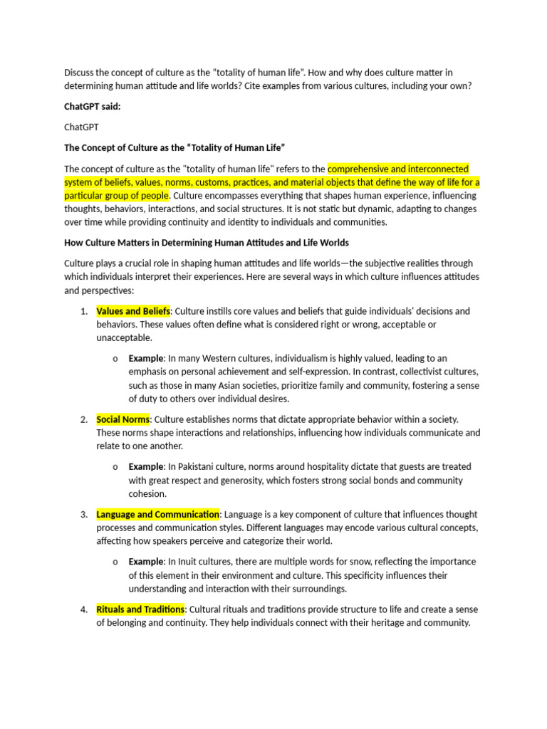 Culture's Role in Shaping Human Life | PDF | Qualitative Research | Family