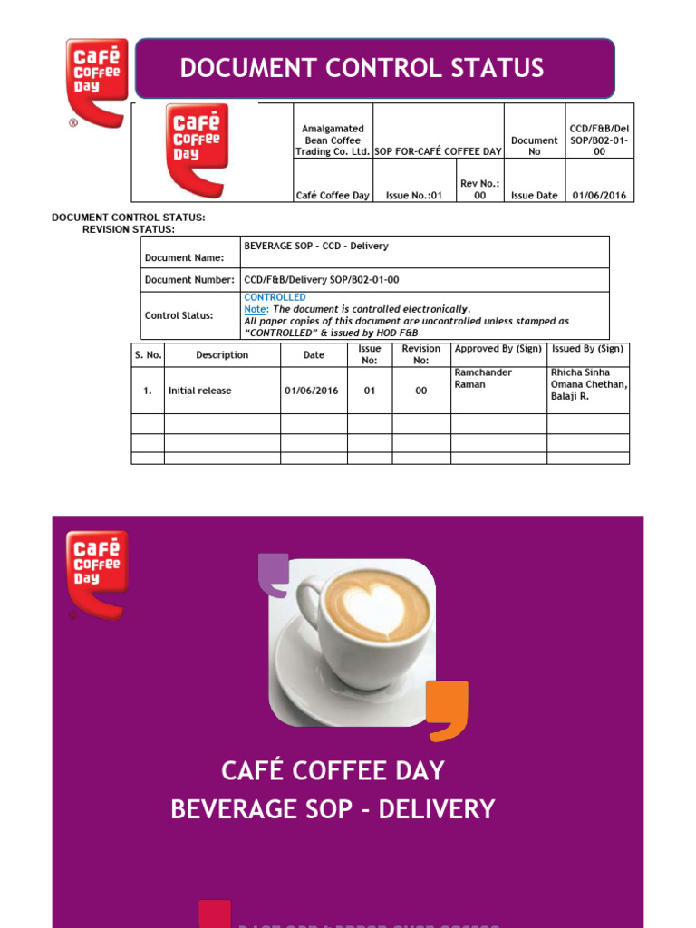 CCD Beverage Delivery SOP Guide | PDF | Tea | Coffee