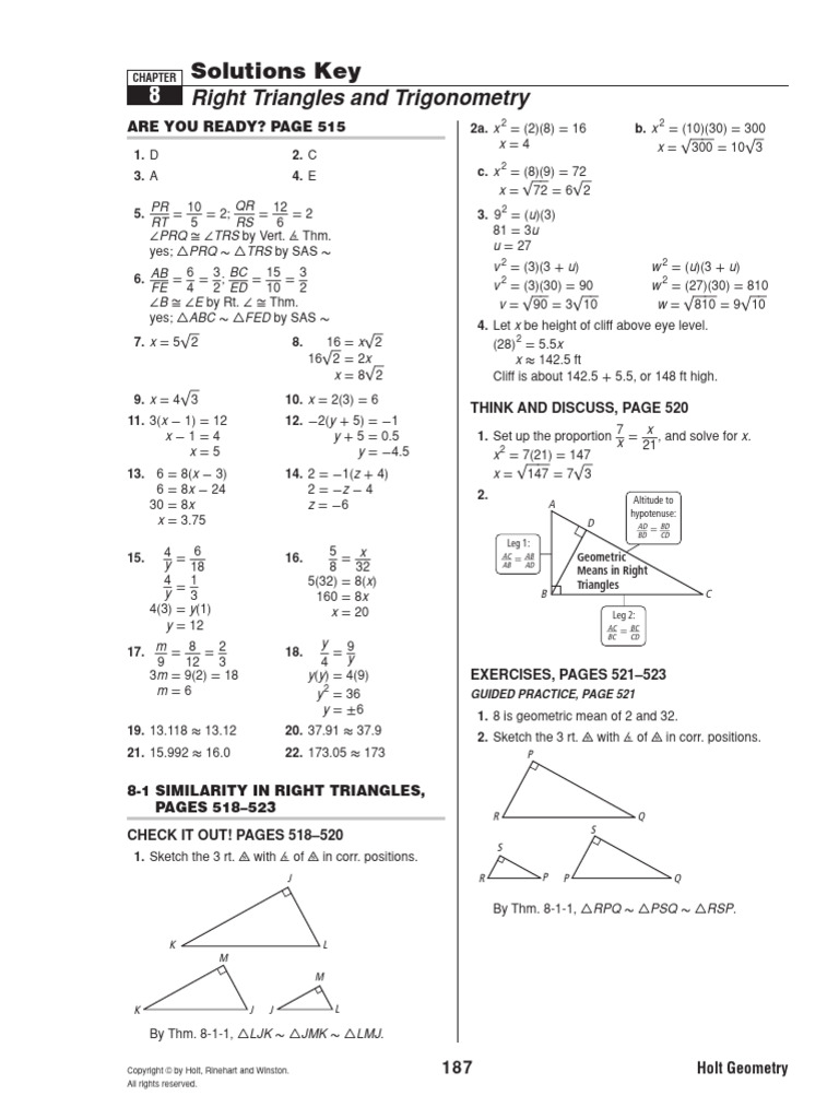 CH 8 Solution Key | PDF | Trigonometric Functions | Geometry