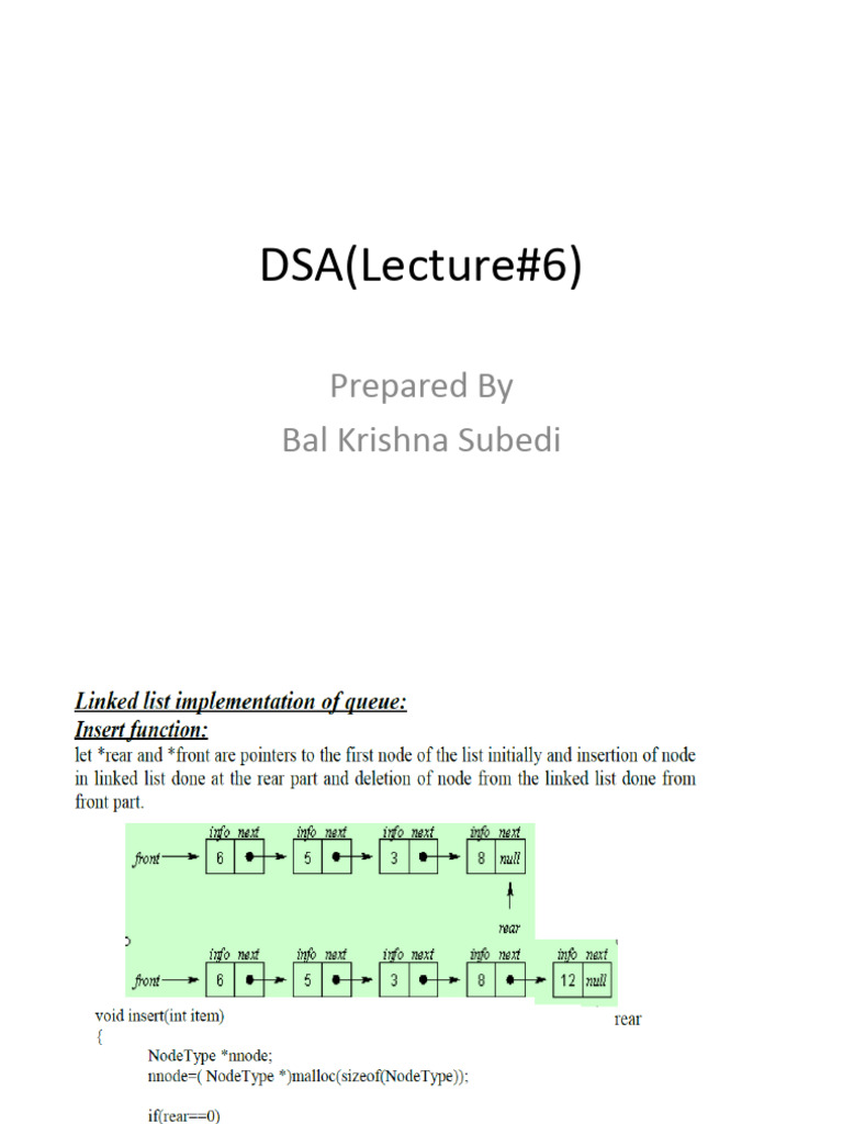 DSA Lecture 6 by Bal Krishna Subedi | PDF