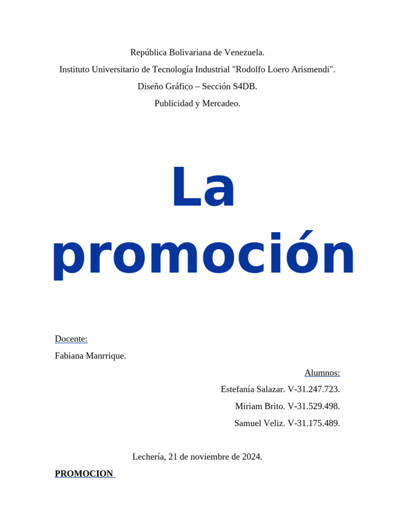 La Promocion | PDF | Marketing | Investigación de mercado
