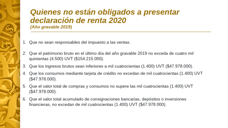 Quienes No Están Obligados A Presentar Declaración de Renta | PDF