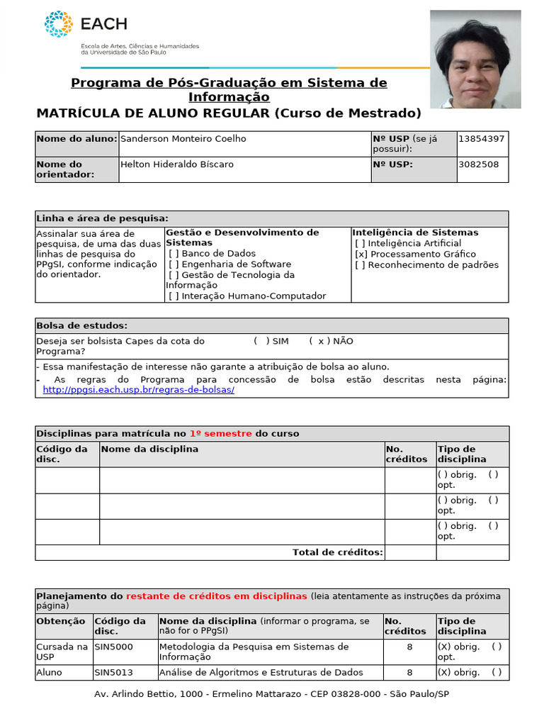Matrícula Mestrado em Sistemas de Informação | PDF | Pós-graduação