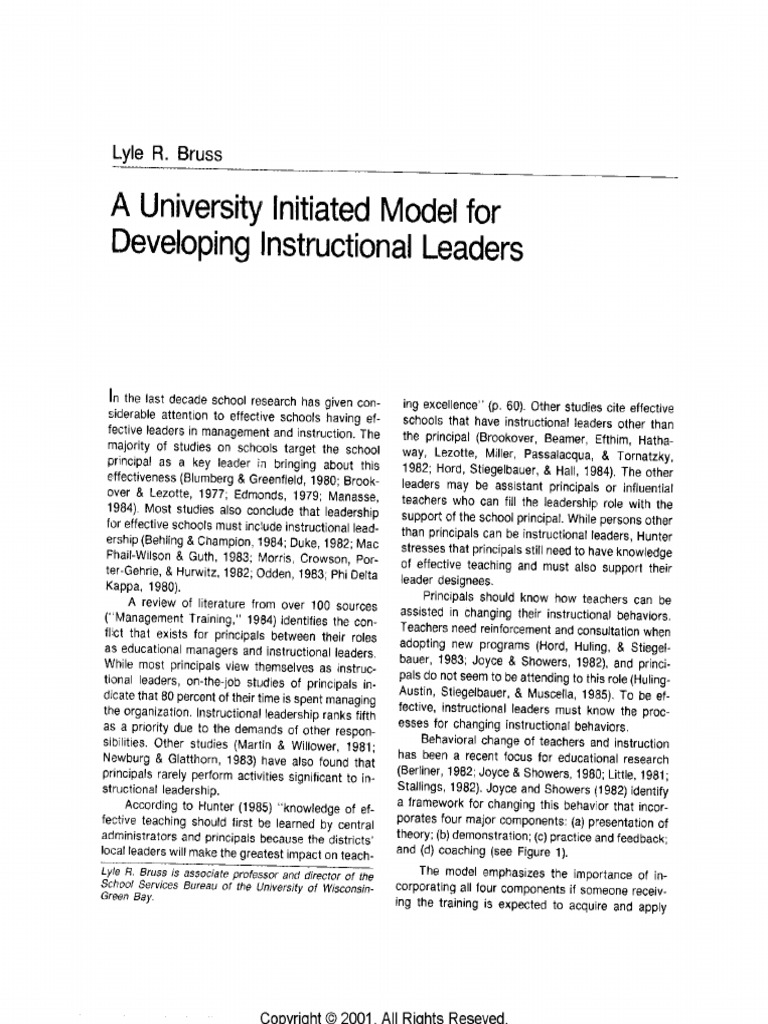 A University Initiated Model For Developing Instructional Leaders | PDF