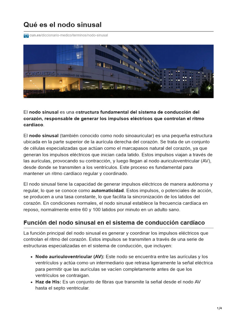 Función y trastornos del nodo sinusal | PDF | Corazón | Sistema ...