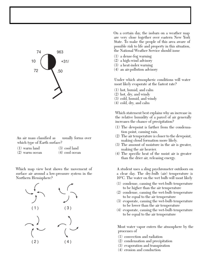 Weather Exam Questions and Answers | PDF | Atmosphere Of Earth | Weather