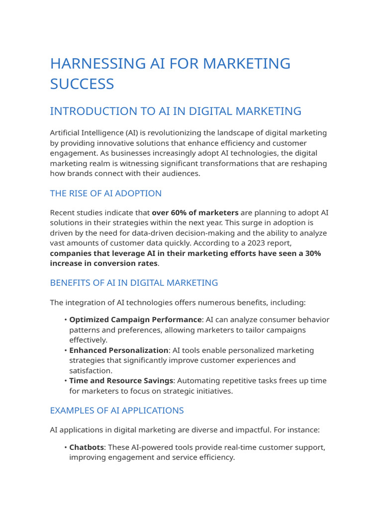 AI-Driven Strategies for Marketing Success | PDF | Artificial ...