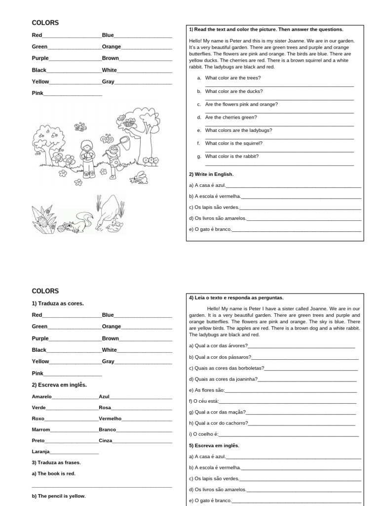Color Vocabulary and Exercises for Kids | PDF