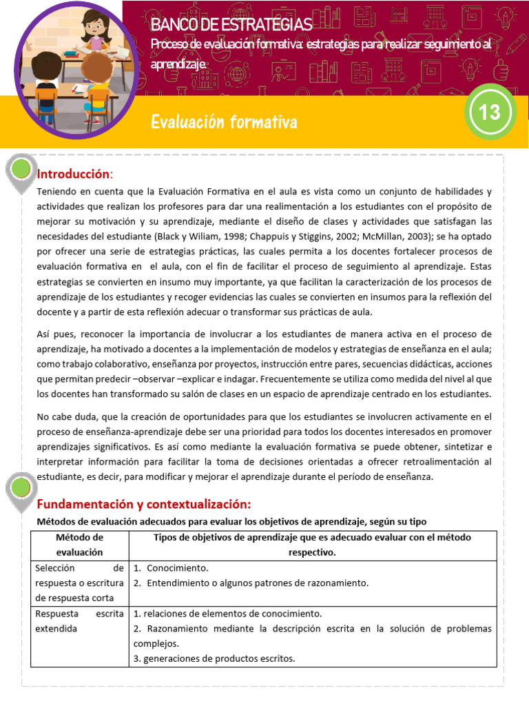 FICHA No. 13 - EVALUACIÓN FORMATIVA I | PDF | Evaluación | Enseñando