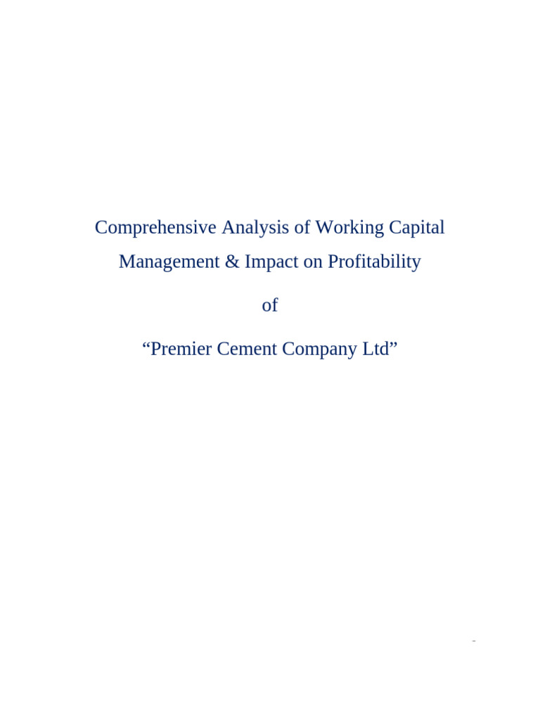 Working Capital & Profitability Analysis of Premier Cement | PDF ...