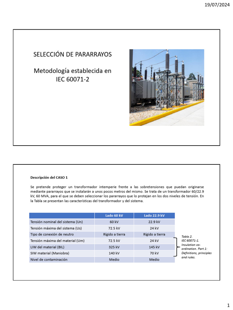 Seleecion de Pararrayos CLASE | PDF | Transformador | Voltio