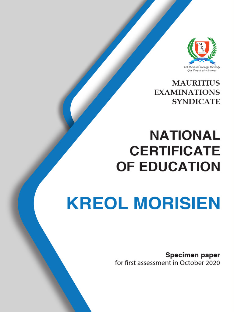 Kreol Morisien N670 | PDF | Educational Assessment | Curriculum