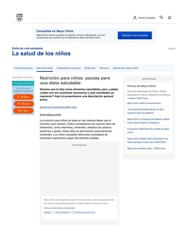 Nutrición Infantil: Guía de Dieta Saludable | PDF | Nutrición | Dieta y ...
