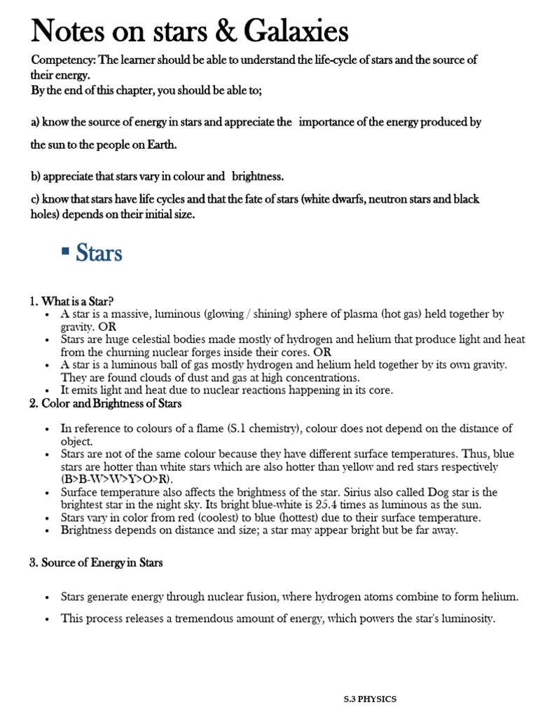 Life Cycle and Types of Stars | PDF | Stars | Galaxy