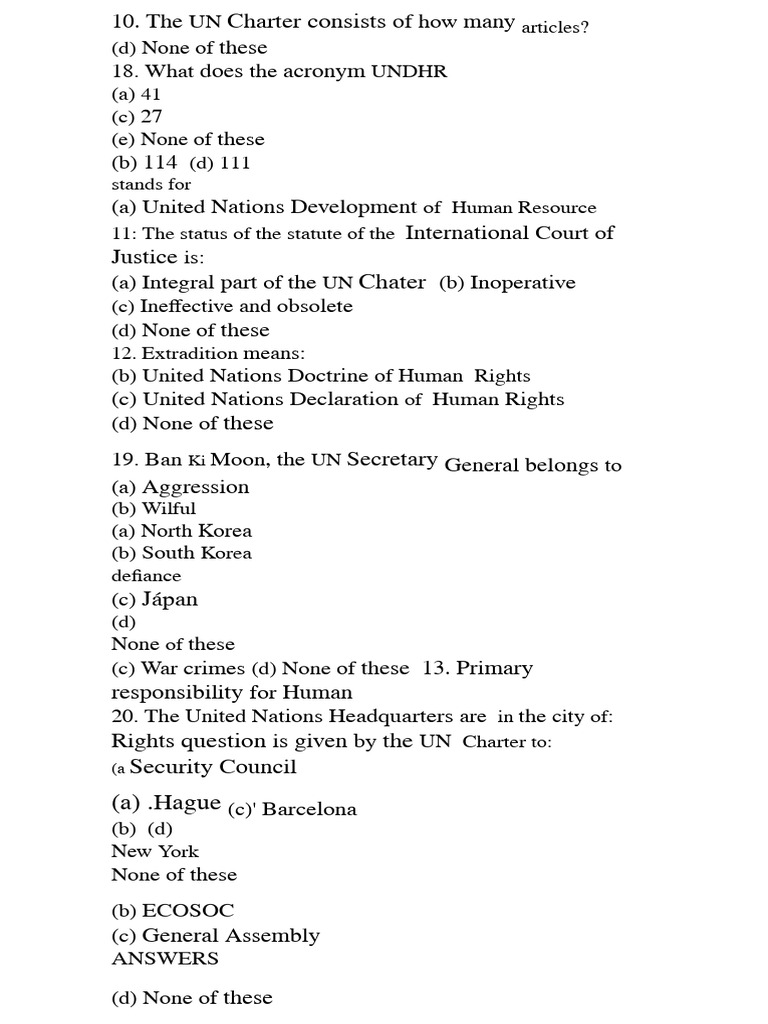 International Law MCQs and Answers | PDF | International Law | United ...