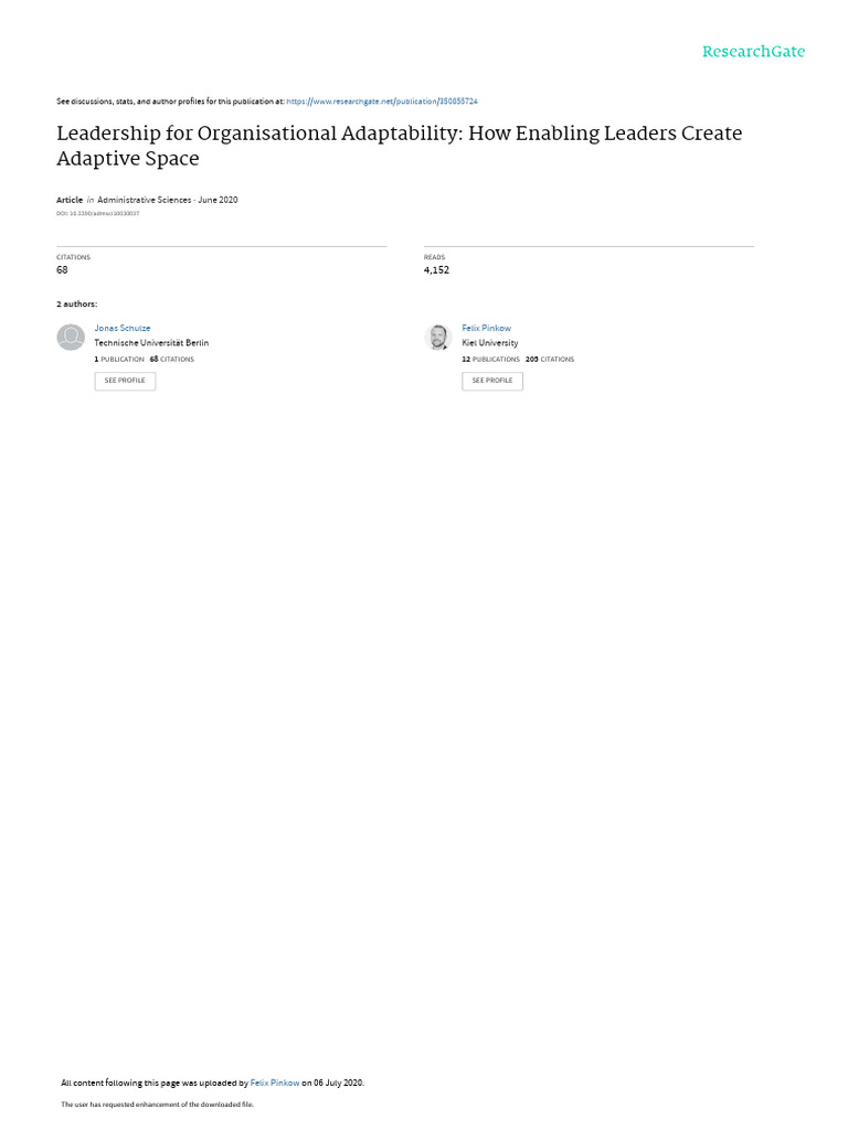 Leadership for Organisational Adaptability | PDF | Leadership ...