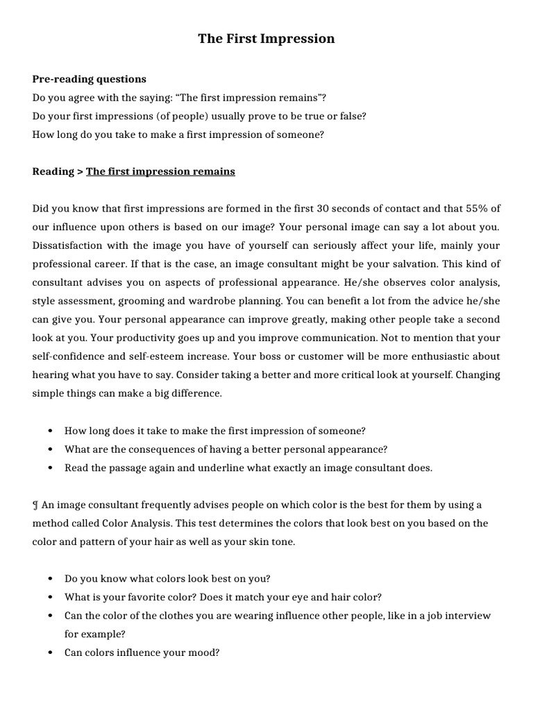 The First Impression Remains Pdf