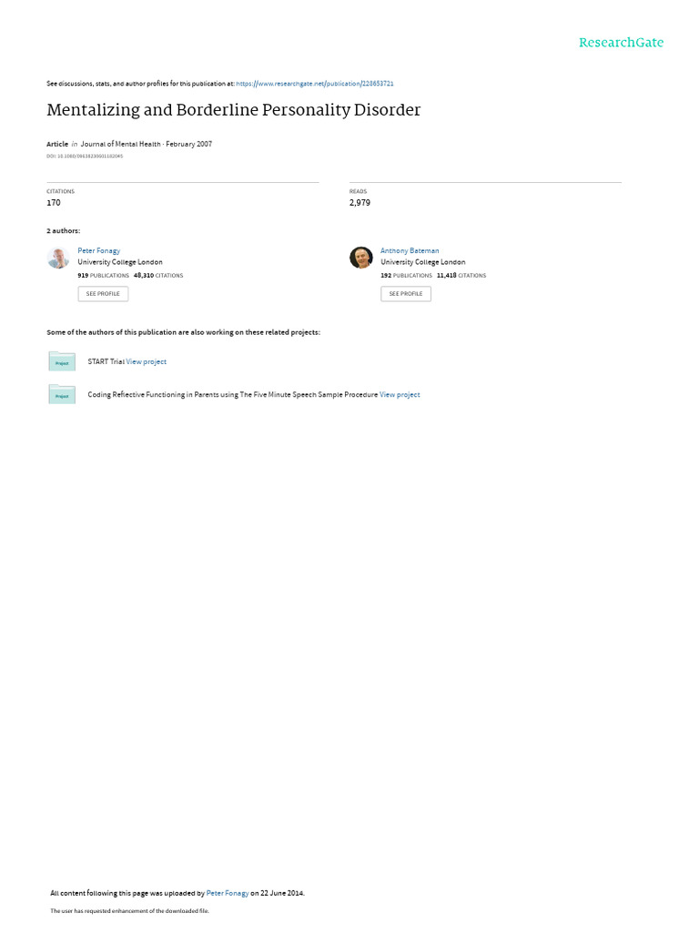 fonagy-bateman-2007-mentalizing-and-borderline-personality-disorder