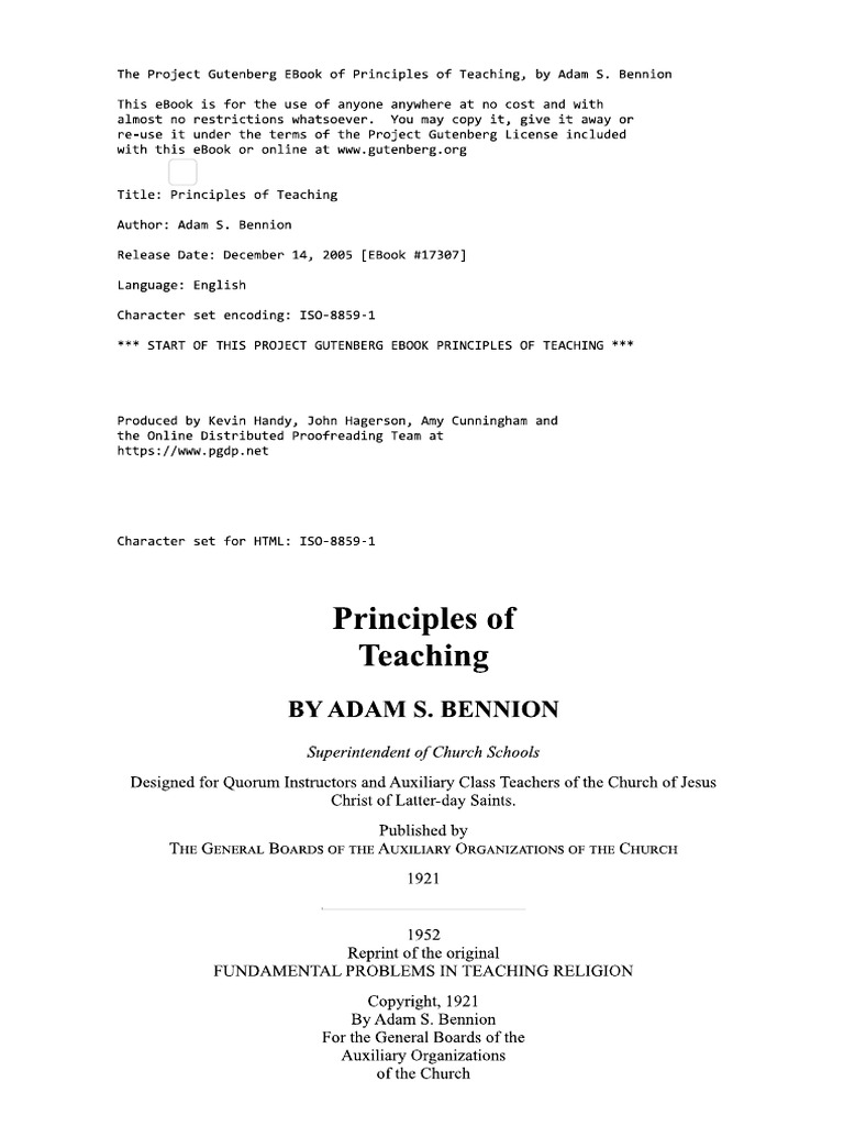 Title Principles of Teaching | PDF