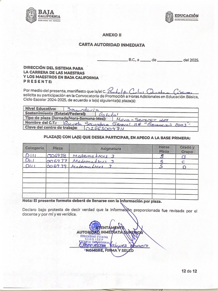 Carta Autoridad Inmediata | PDF