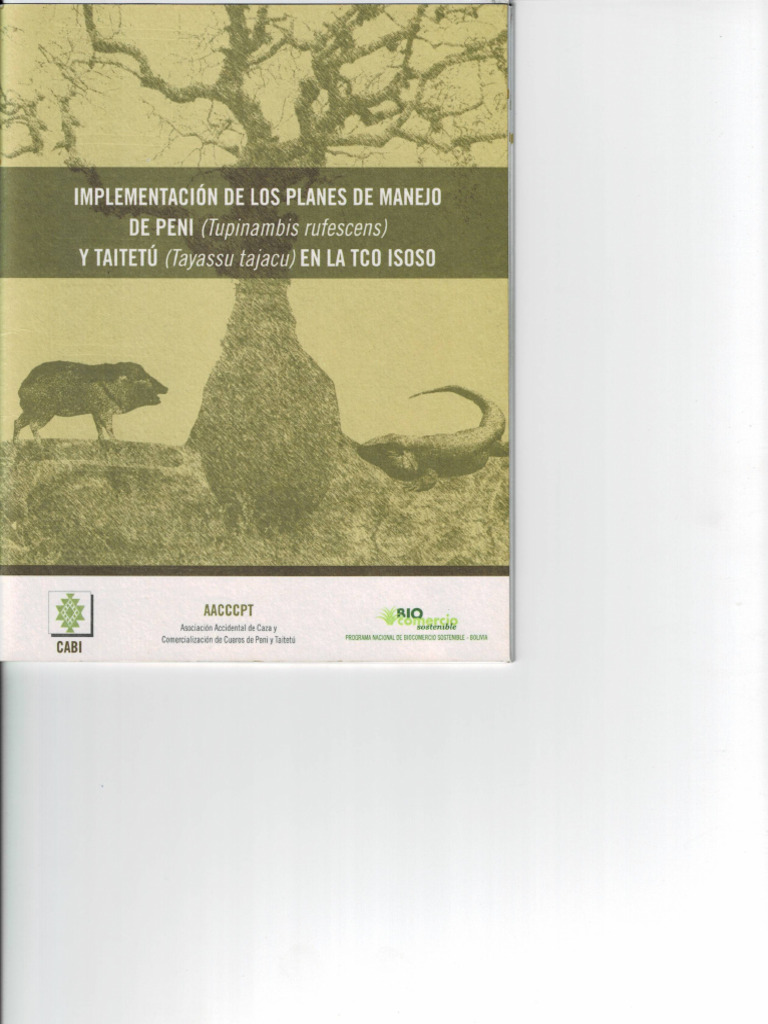 Implementacion Planes de Manejo Peni y Taitetu en La Tco Isoso | PDF