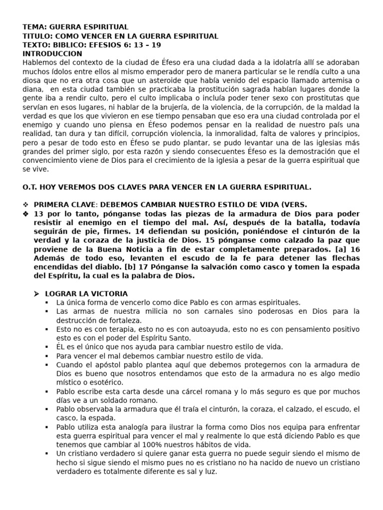 Como Vencer en La Guerra Espiritual | PDF | Oración | Cristo (título)