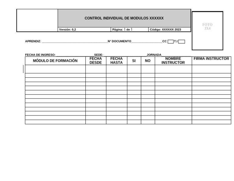 Control Individual de Modulos Formato | PDF