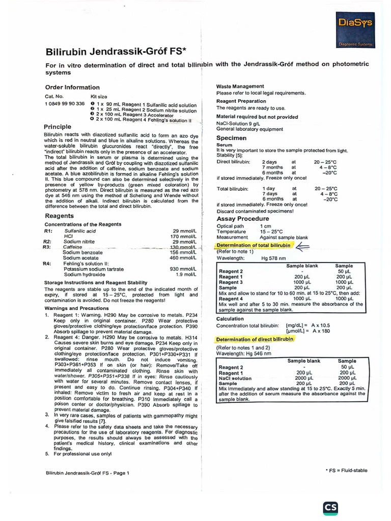 SBR Test Procedure Diasys | PDF