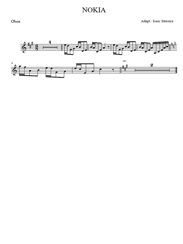 Nokia Tune - Score - Oboe | PDF